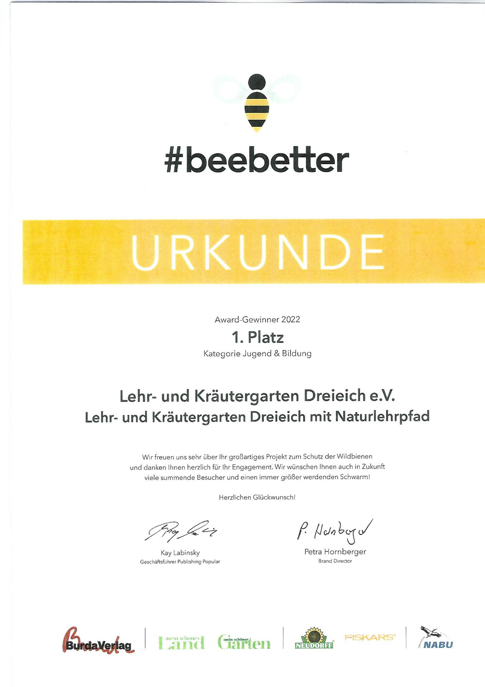 Urkunde-beebetter Urkunde-beebetter